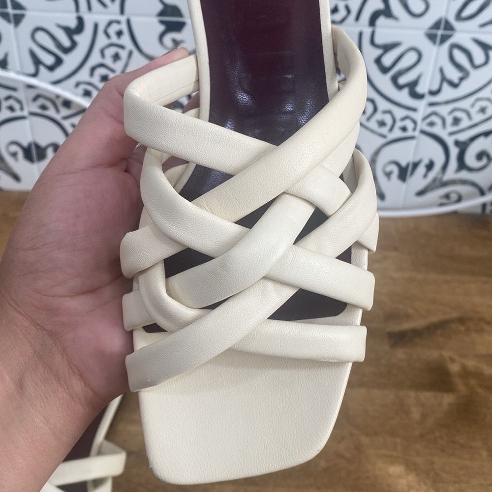 Staud Cream Deepwater Slide Leather Sandals - Picture 13 of 16